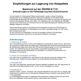 Empfehlungen normgerechter Pelletlagerbau in Österreich Sept. 2015 Empfehlungen normgerechter Pelletlagerbau in Österreich Sept. 2015